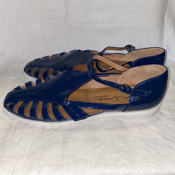 NINA ORIGINALS Edge Denim Patent Huarache Sandal-9.5 - Picture 4 of 8